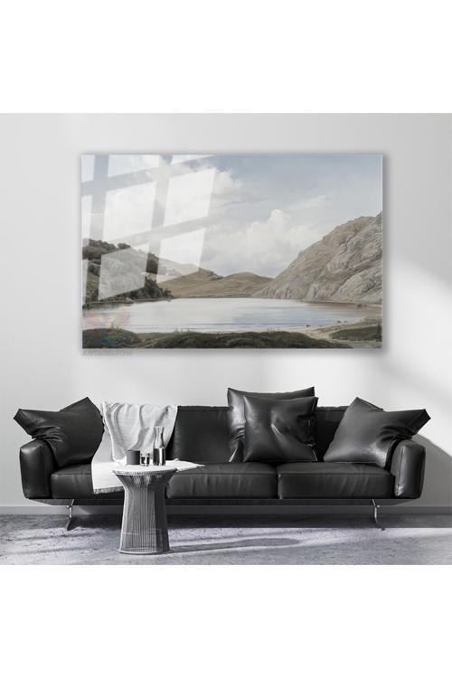 Cam Yatay Duvar Tablosu Cam Vintage Dag Gol Manzarasi3 Ev Ofis Salon Modern Duvar Tablosu