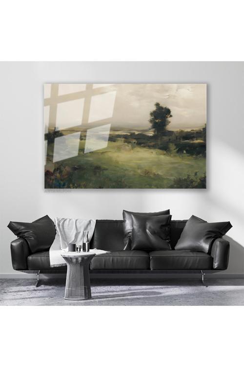 Cam Yatay Duvar Tablosu Cam Vintage Kirsal Manzara Ev Ofis Salon Modern Duvar Tablosu