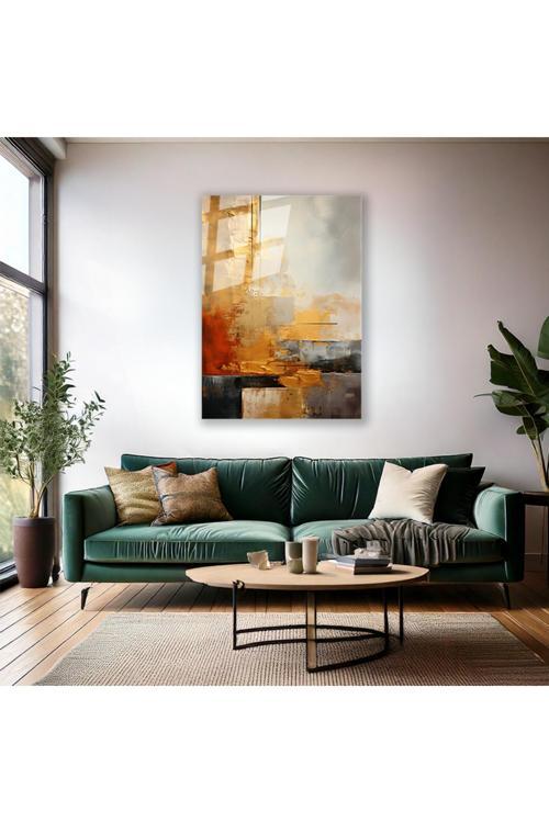 Soyut Şık ve Sade Cam Tablo Modern Tablo Salon Tablosu Ev Dekorasyon Cam Duvar Tablosu