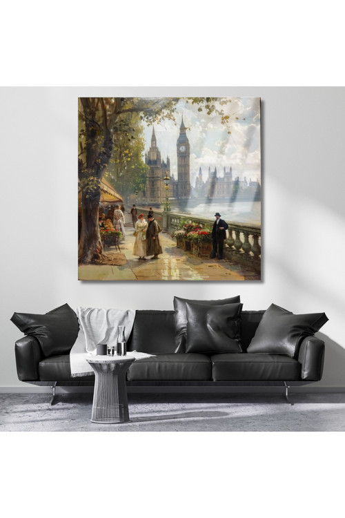 Eski Londra Kırılmaz Cam Tablo Salon Tablosu Klasik Tablo Modeli Kırılmaz Cam Ev Dekoru
