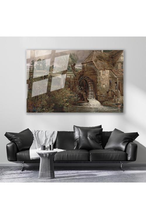 Cam Yatay Duvar Tablosu Cam Vintage Kirsal Manzarasi2 Ev Ofis Salon Modern Duvar Tablosu