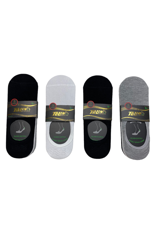 Erkek 12 li Bambu Babet Çorap Seti Kaymaz Topuklu Görünmez 10400