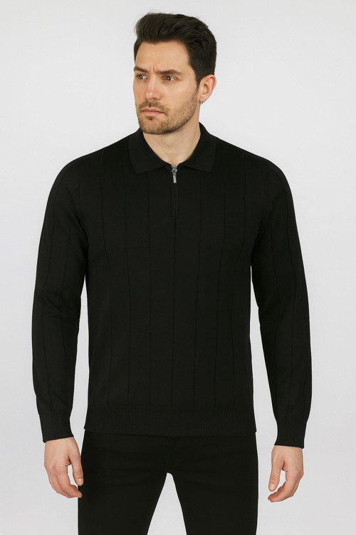 Slim Fit Polo Yaka Uzun Kol Erkek Triko - 7424