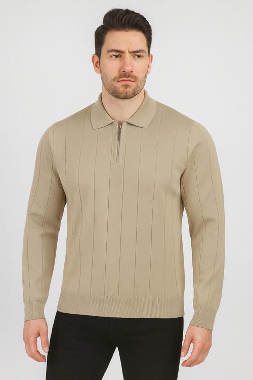 Slim Fit Polo Yaka Uzun Kol Erkek Triko - 7424