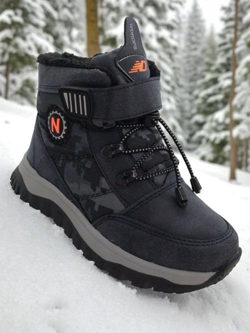 Erkek Çocuk Suya Soğuk Havaya Dayanıklı Cırtlı İçi Kürklü Siyah Kar Botu