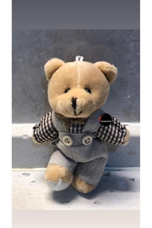 Sevimli Elbiseli Tulumlu Ayıcık Peluş Oyuncak Anahtarlık Uyku Arkadaşı Hediyelik 12 CM