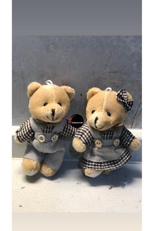 Sevimli Elbiseli Tulumlu Ayıcık Peluş Oyuncak Anahtarlık Uyku Arkadaşı Hediyelik 12 CM Sevgiliye Eşe