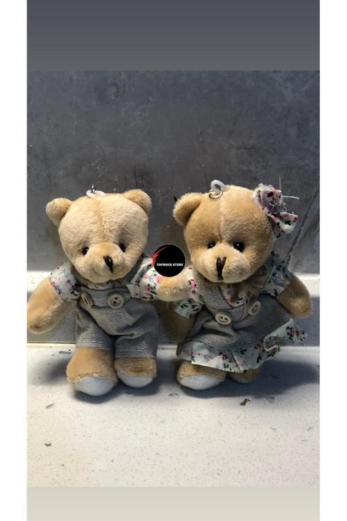 Sevimli Elbiseli Tulumlu Ayıcık Peluş Oyuncak Anahtarlık Uyku Arkadaşı Hediyelik 12 CM Sevgiliye Eşe