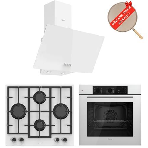 SilenArt Yeni Seri Leva Beyaz Ankastre Set ( D087 + LN386 + QBL62CB )