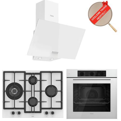 FlowArt Yeni Seri Premo Beyaz Ankastre Set ( D087 + ED076-WFA - WOK + QBL62CB )