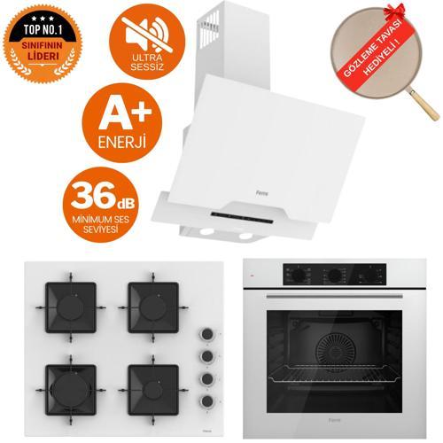 SilenArt Yeni Seri Ultra Sessiz Beyaz Ankastre Set ( D064-SA + SS206 + QBL62CB )