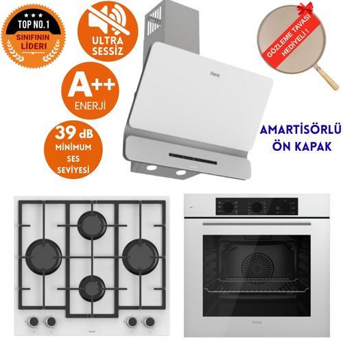 SilenArt Lesto Yeni Seri  Ultra Sessiz Beyaz  Ankastre Set ( D081-SA + LN386  + QBL62CB )