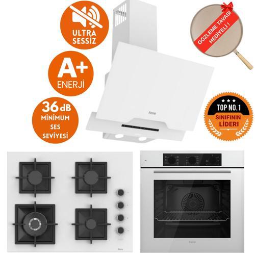 SilenArt Lorio Ultra Sessiz Beyaz  Ankastre Set / Wok ( D064-SA + SC 406-WFA  + QBL62CB )