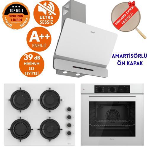 SilenArt Rose Ultra Sessiz Beyaz  Ankastre Set  ( D081 -SA + CS206 -FA  + QBL62CB )