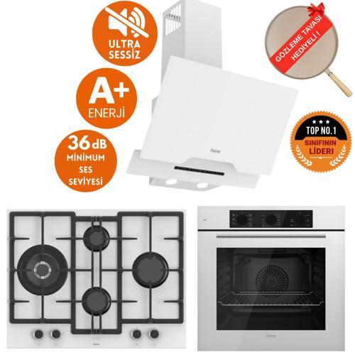 SilenArt Senso Ultra Sessiz Beyaz Ankastre Set ( D064 -SA + ED076-WFA WOK + QBL62CB )