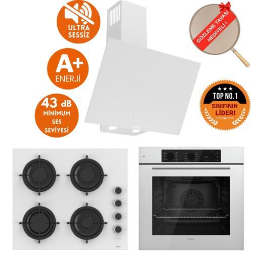 SilenArt Sento Ultra Sessiz Beyaz Ankastre Set ( D078 -SA + CS206 -FA + QBL62CB )