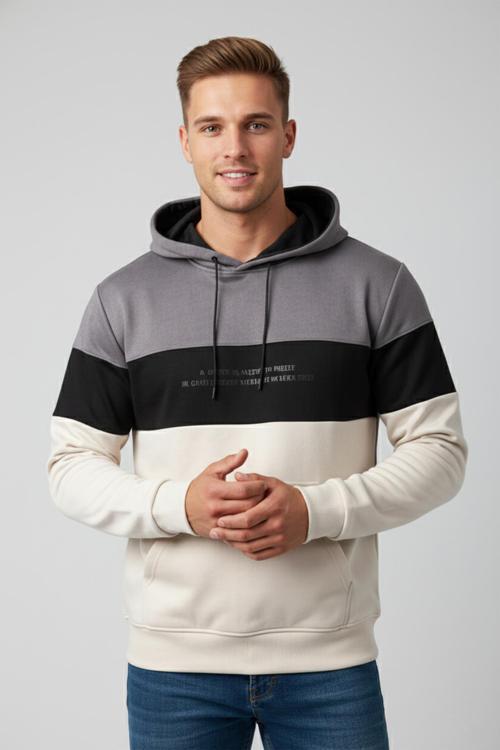 Erkek Gri Dar Kesim Süet Kumaş Sweatshirt – Kapüşonlu & Şık Tasarım Sweatshirt 2608510