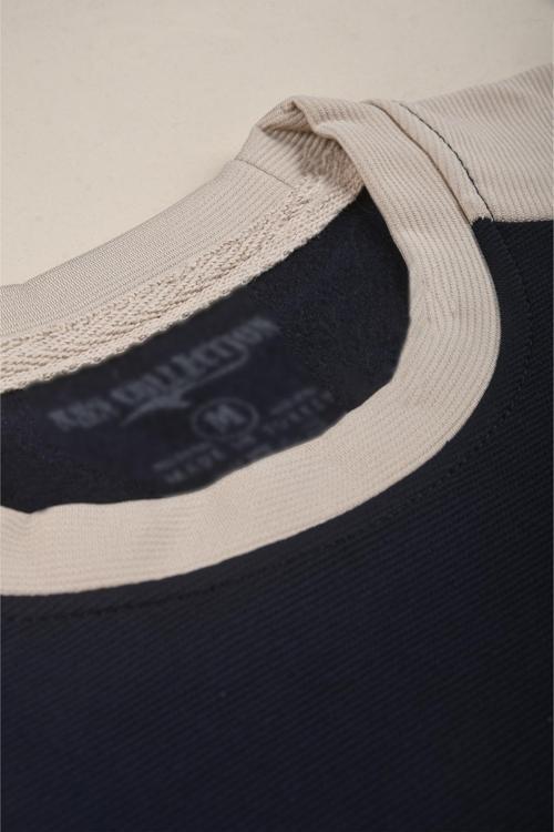 Erkek Lacivert Fitilli Şardonlu Sweatshirt - Pamuklu, Likralı, Rahat Kalıp Sweatshirt 2601510