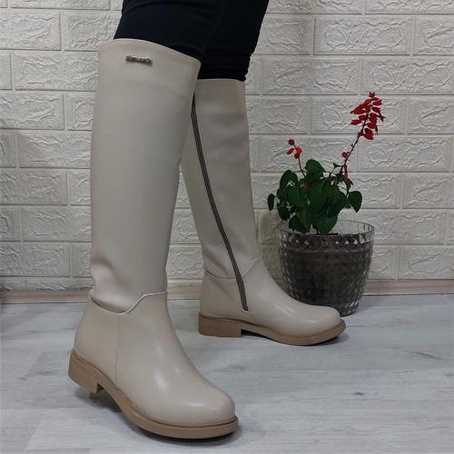 52500 Krem Fermuarlı 43cm İçi Kürklü Bayan Çizme