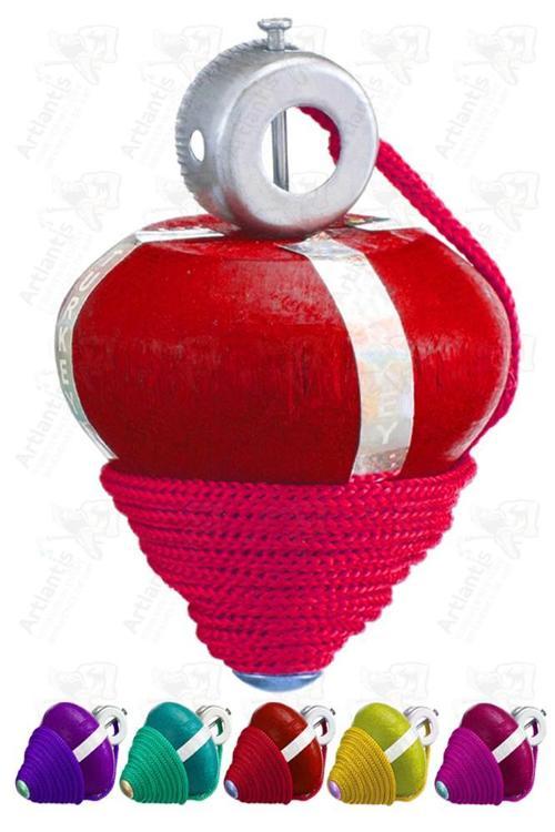 Ahşap Topaç 1 Adet Renkli Kaliteli Ahşap Topaç İpli Dönene Zilli Ağaç Topaç Nostaljik Oyuncak Geleneksel Okul Öncesi