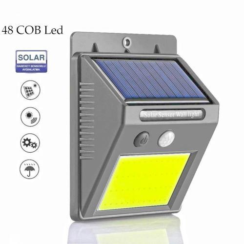48 Ledli Güneş Enerjili Bahçe Lambası Hareket Sensörlü