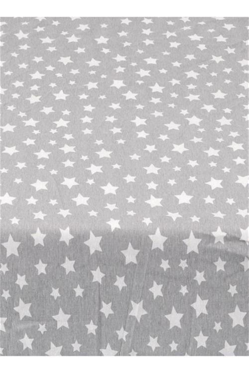 Çift Kişilik Lastikli Çarşaf  Seti + Yastık Kılıfı Gri Yıldızlı