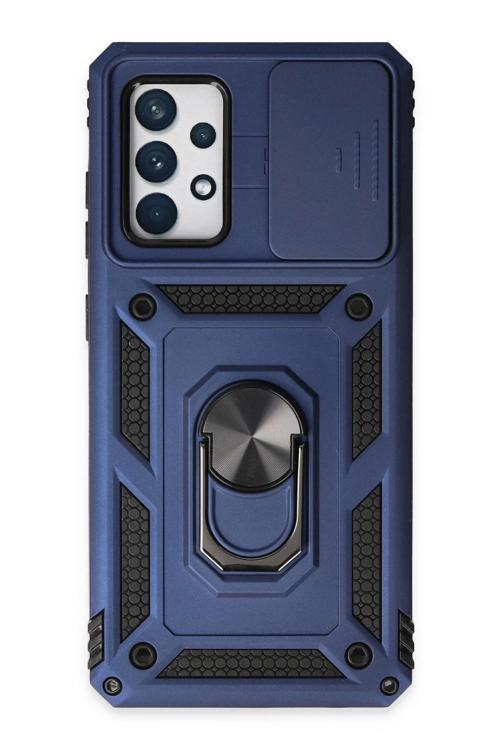 Samsung Galaxy A52 Kılıf Pars Lens Yüzüklü Silikon - Lacivert-(5796)