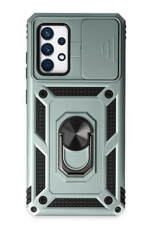 Samsung Galaxy A52 Kılıf Pars Lens Yüzüklü Silikon - Yeşil-(5796)