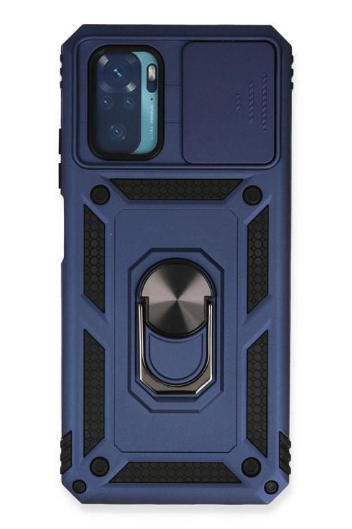 Xiaomi Redmi Note 10 Kılıf Pars Lens Yüzüklü Silikon - Lacivert-(5796)