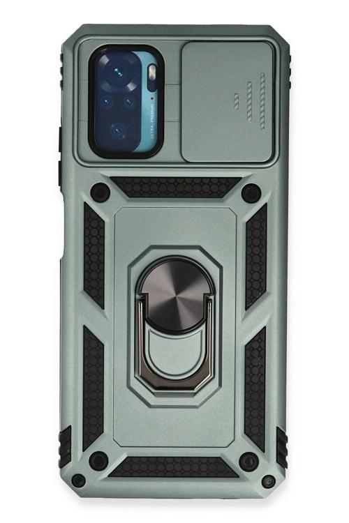 Xiaomi Redmi Note 10 Kılıf Pars Lens Yüzüklü Silikon - Yeşil-(5796)