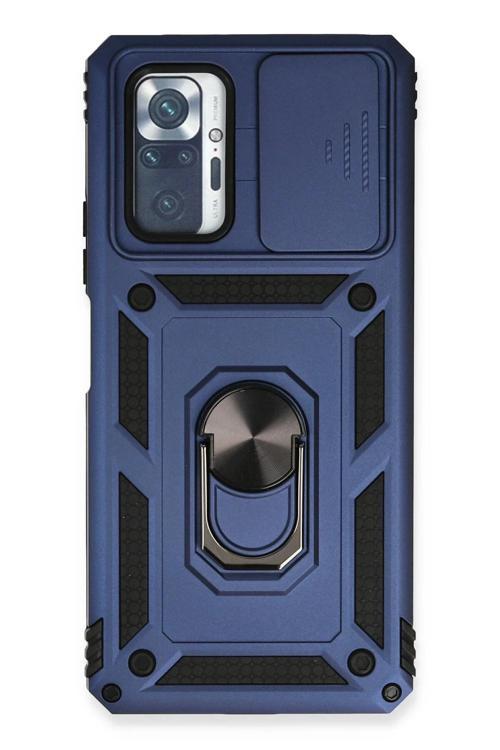 Xiaomi Redmi Note 10 Pro Kılıf Pars Lens Yüzüklü Silikon - Lacivert-(5796)