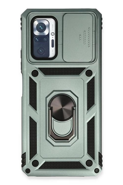 Xiaomi Redmi Note 10 Pro Kılıf Pars Lens Yüzüklü Silikon - Yeşil-(5796)