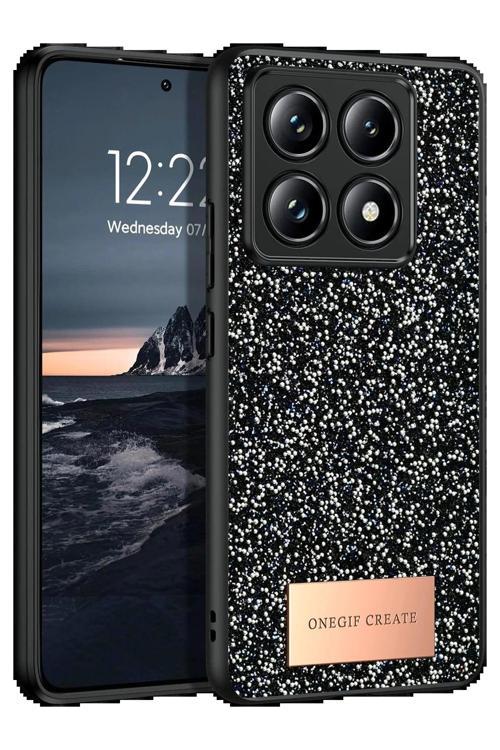 Xiaomi Mi 14T Pro Bright Simli Kapak - Siyah-(5796)