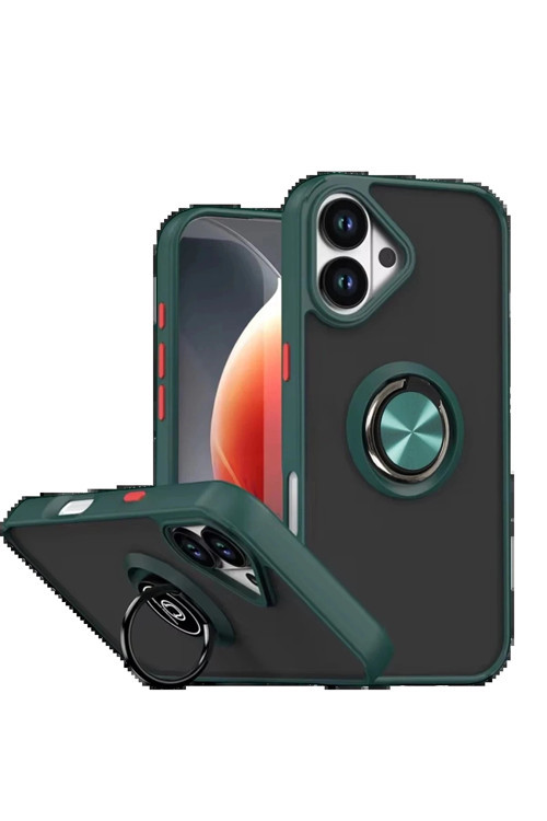 Apple iPhone 17 Montreal Yüzüklü Silikon Kapak - Yeşil-(5796)