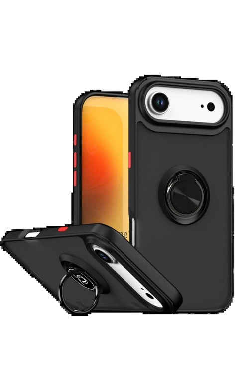 Apple iPhone 17 Air Montreal Yüzüklü Silikon Kapak - Siyah-(5796)