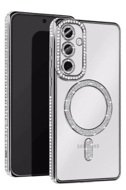 Samsung Galaxy S24 FE Joke Simli Magneticsafe Kılıf - Gümüş-(5796)