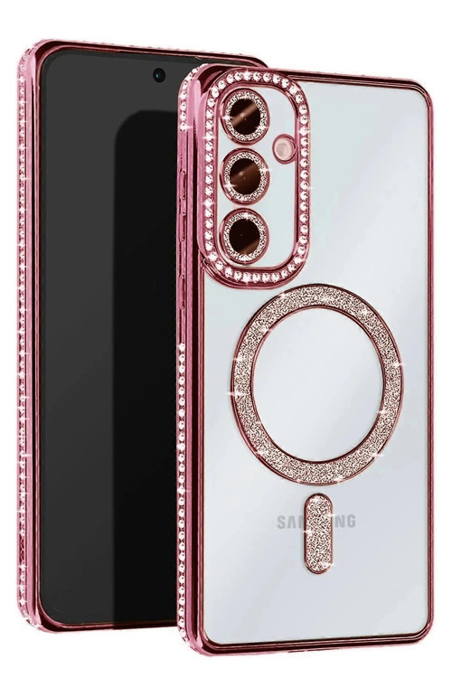 Samsung Galaxy S24 FE Joke Simli Magneticsafe Kılıf - Pembe-(5796)