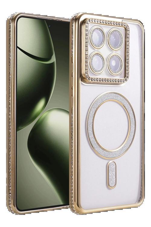 Xiaomi Mi 14T Pro Joke Simli Magneticsafe Kılıf - Gold-(5796)