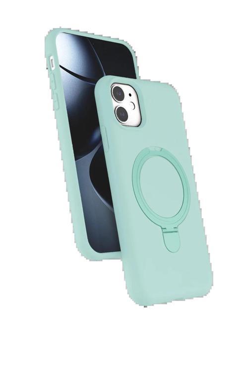 Apple iPhone 11 Regal Magsafe Standlı Kapak - Su Yeşili-(5796)
