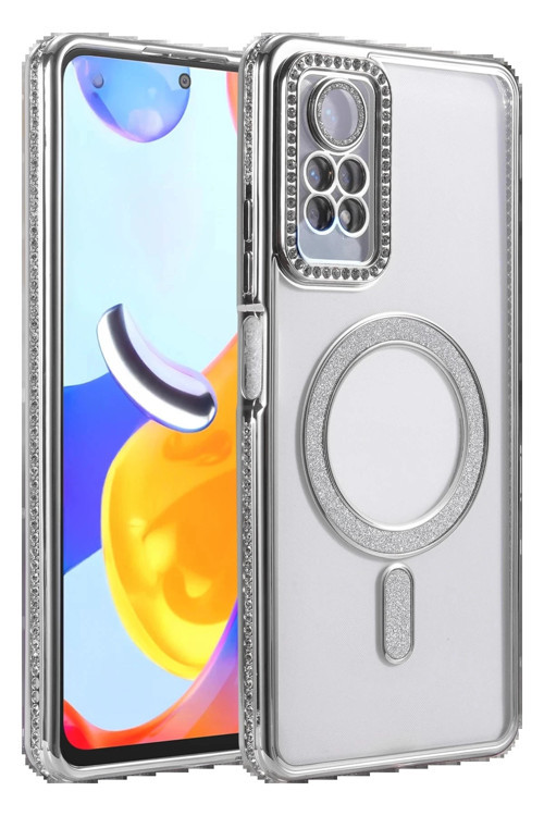 Xiaomi Redmi Note 12 Pro 4G Joke Simli Magneticsafe Kılıf - Gümüş-(5796)