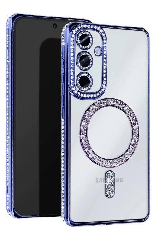 Samsung Galaxy A56 Joke Simli Magneticsafe Kılıf - Mavi-(5796)