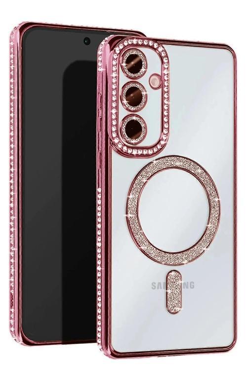 Samsung Galaxy A56 Joke Simli Magneticsafe Kılıf - Pembe-(5796)