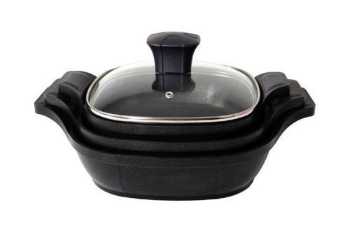 6 Parça Kendinden Kulplu Döküm Sahan Seti  Siyah