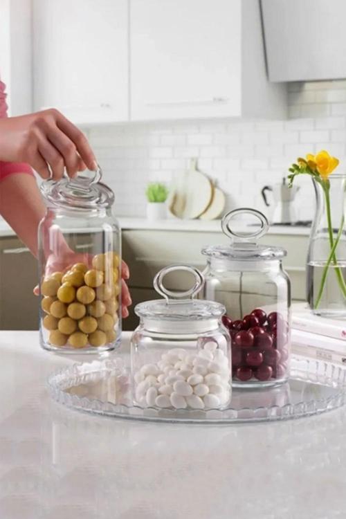 Kitchen Slim 3 Lü Cam Kavanoz Seti 1130 cc,860 cc,575 cc