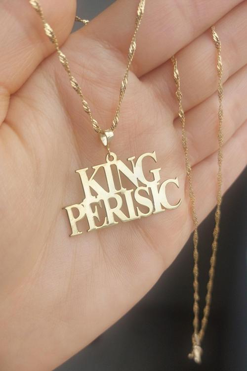 925 Ayar Gümüş 24 Ayar Altın Kaplama İsimli Kolye