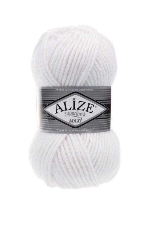 ( 5 Adet ) Superlana Maxi El Örü Iplikleri Yelek Hırka Ipi Atkı Kazak Ipliği 55 Beyaz