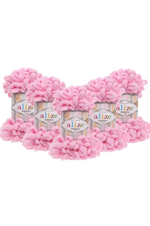 ( 5 Adet ) Puffy 185 Pembe El Örgü Iplikleri Panduf Battaniye Ipi Atkı Hırka Paspas Ipliği