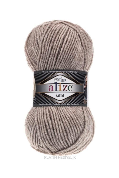 ( 5 Adet ) Superlana Midi 207 Sütlü Kahve El Örgü Iplikleri Yelek Hırka Ipi Atkı Kazak Ipliği