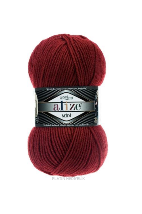 ( 5 Adet ) Superlana Midi 56 Kırmızı El Örgü Iplikleri Yelek Hırka Ipi Atkı Kazak Ipliği