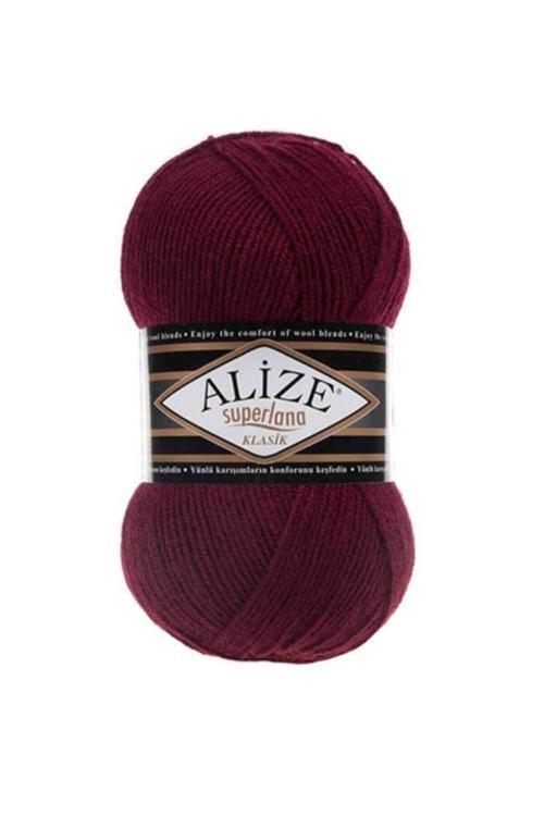 ( 5 Adet ) Superlana Klasik 57 Bordo El Örgü Iplikleri Yelek Hırka Ipi Atkı Kazak Ipliği